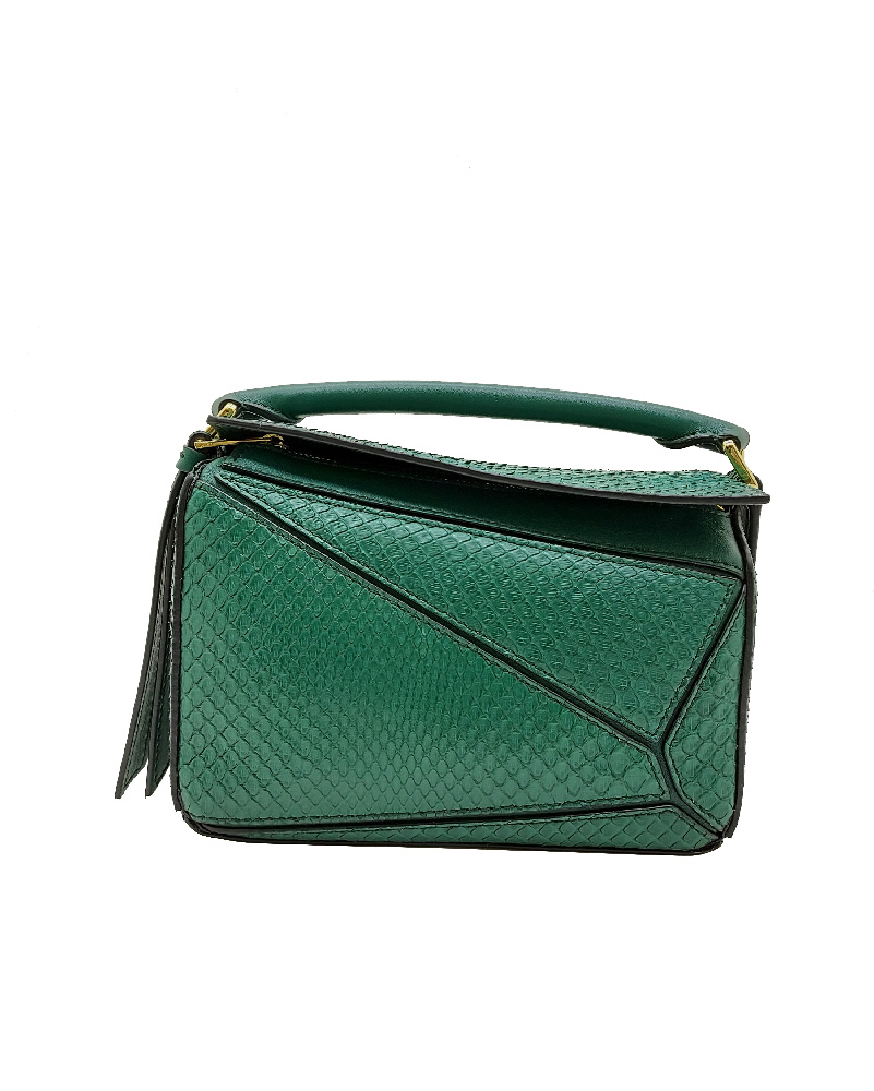 ロエベ LOEWEレディースミニパズルグリーンレザーショルダーバッグ A510U95X23 4140