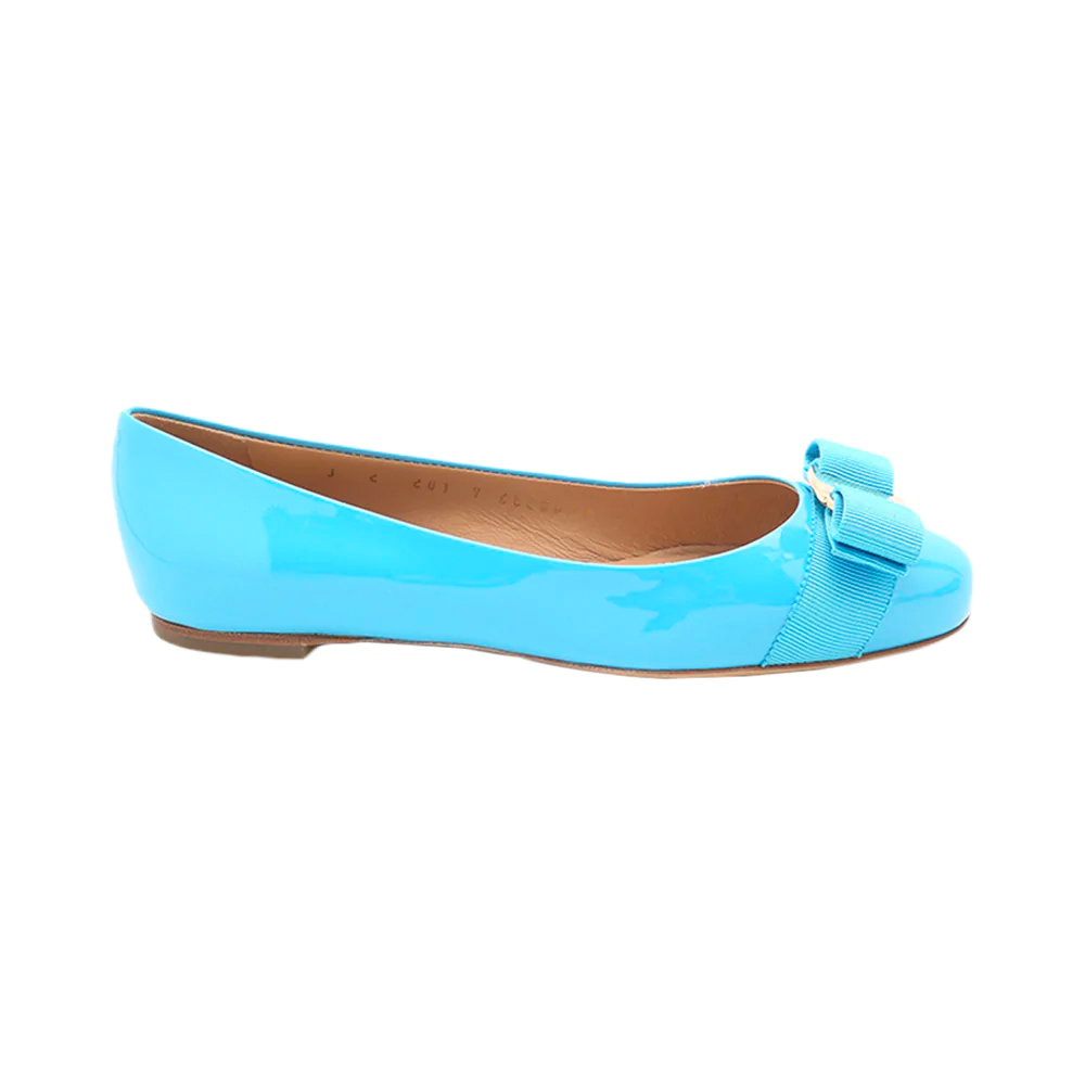 フェラガモ FERRAGAMO レディース スカイブルー リボン フラット ボート シューズ 0627559 VARINA CIELO