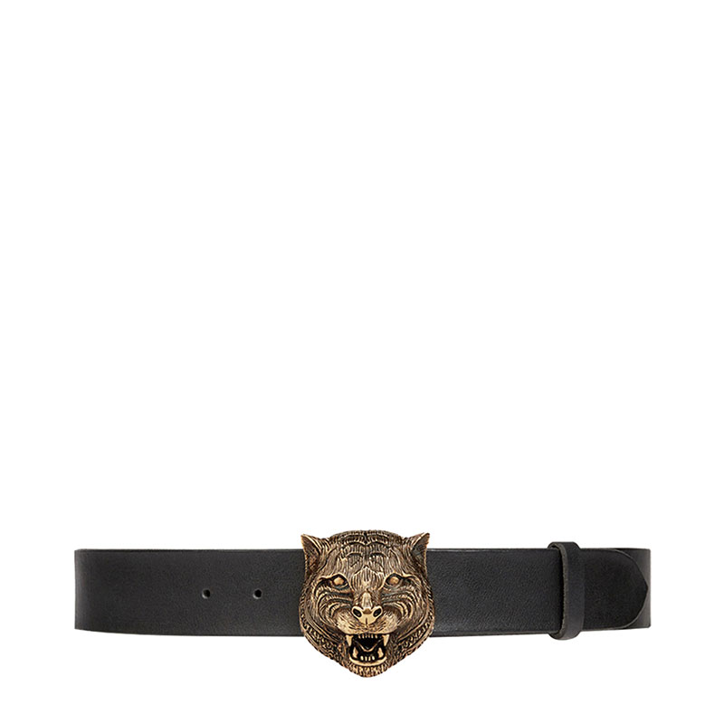 グッチ GUCCI メンズ タイガー ヘッド バックル エンボス ベルト 407052 CVE0T 1000