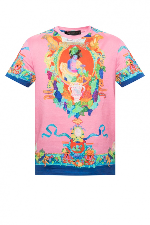 ヴェルサーチ VERSACE メンズカラヴァッジョプリントショートスリーブTシャツ A77276 A234048 A7237