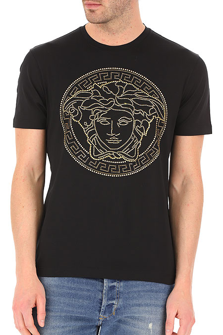 ヴェルサーチ VERSACE メンズ ゴールドトーン メデューサヘッドショートスリーブTシャツ A77987 A201952 A008