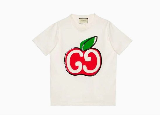 グッチ GUCCI  レディース アップル ダブルG プリント レディース ホワイト Tシャツ 580762 XJB7U 9381