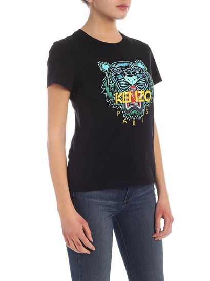 ケンゾー KENZO レディース タイガークラシックブラックTシャツ  2TS721 4YB 99