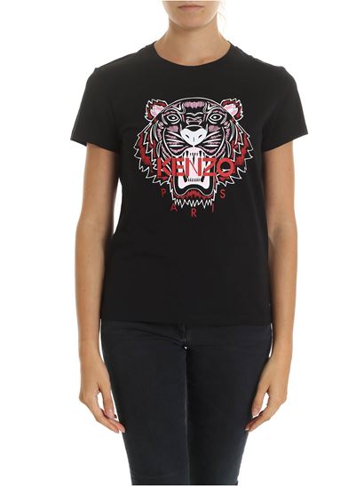 ケンゾーKENZO レディース  タイガークラシックブラックTシャツ 2TS721 4YB 99A
