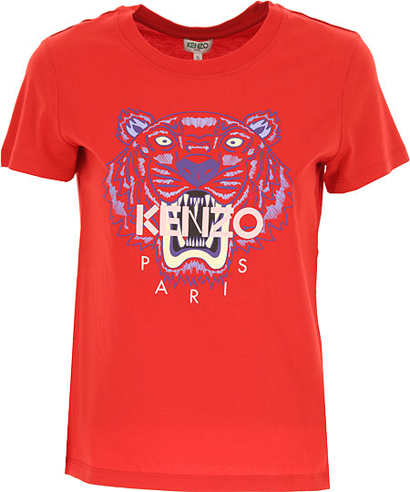 ケンゾーKENZO レディース タイガークラシックレッドTシャツ 2TS721 4YB 21