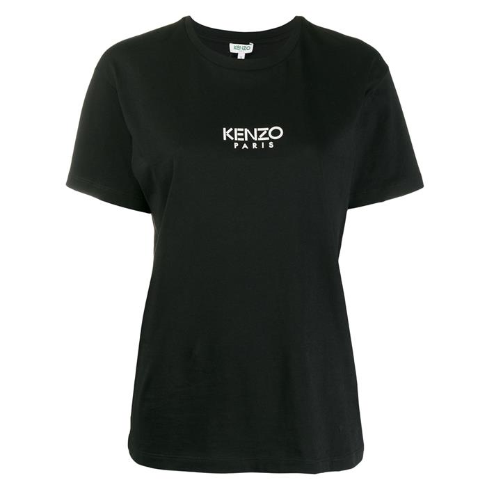 ケンゾーKENZO レディース ブラック レディース 体ロゴ クルーネック 半袖 Tシャツ カットソー コットン 2TS955 937 99