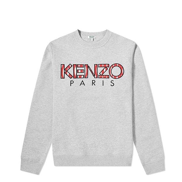 ケンゾーKENZO メンズ レター柄ラウンドネック長袖Tシャツ  5SW000-201 4MD 94 グレー