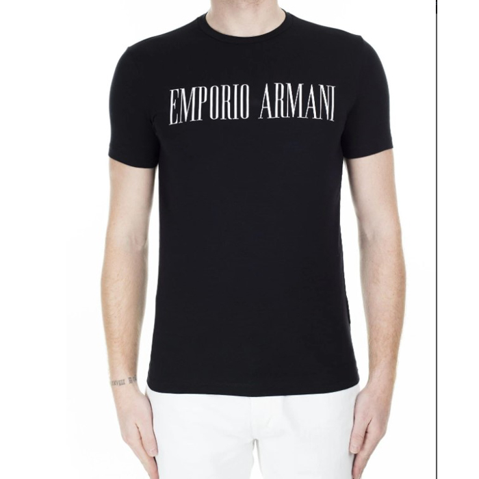EA エンポリオ アルマーニ メンズ ブラック コットン 半袖 Tシャツ 6G1TD5 1J0AZ 0002