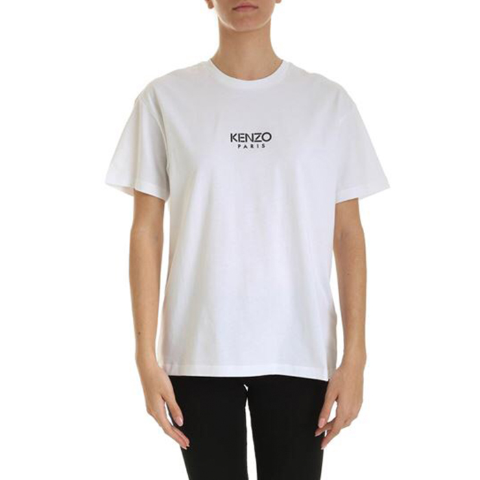 ケンゾーKENZO レディース 体ロゴ クルーネック 半袖 Tシャツ カットソー コットン 2TS955 937 01 白