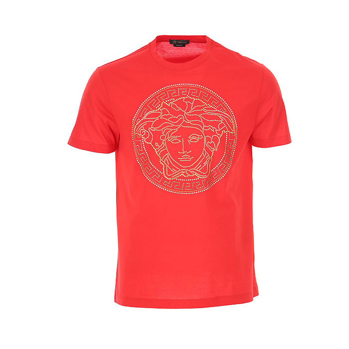 ヴェルサーチ VERSACE メンズ ゴールドトーン メデューサヘッドショートスリーブTシャツ A77987 A201952 A041