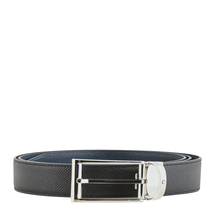 モンブラン MONTBLANC メンズ クラシックレザーベルト ブラック/インディゴ  118438
