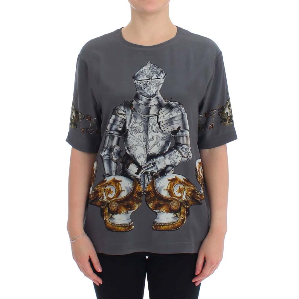 ドルチェ＆ガッバーナ Dolce&Gabbana グレーナイトクラウンプリントTシャツ F8G45T G7ADT S9000