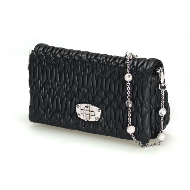 ミュウミュウ MIU MIU レディース キルティング ショルダーバッグ 5BH097 FVJ NERO