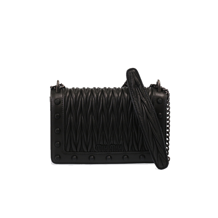 ミュウミュウ MIU MIU レディースマテラッセ ブラック スタッズ ショルダーバッグ  5BD086 N88 NERO
