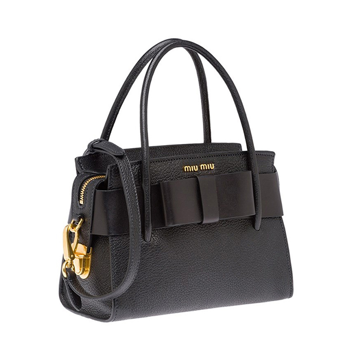 ミュウミュウ MIU MIU レディースマドラス フィオッコ ブラック ハンドバッグ  5BA059 3R7 NERO F0002