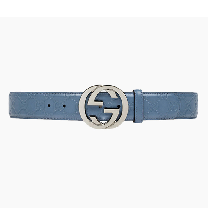 グッチ GUCCI メンズ グッチ シグネチャー レザー ベルト 411924 CWC1N 4710 BLUE