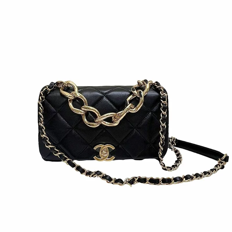 シャネル CHANEL レディースフラップバッグ ショルダーバッグ 20cm ラムスキンブラック AS3366 B08472 94305