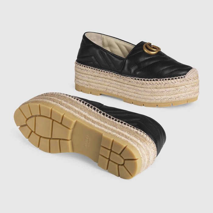 グッチGUCCI LADY SHOES レディースシューズ 551884 BKO00 1000 Leather Espadrille With Double G