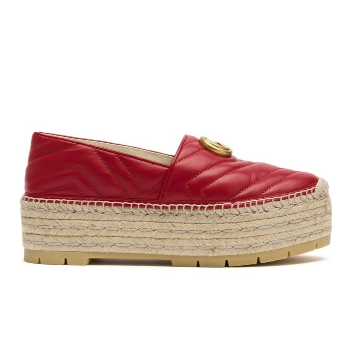 グッチGUCCI レディースシューズ 551884 BKO00 6433 Leather Espadrille With Double G