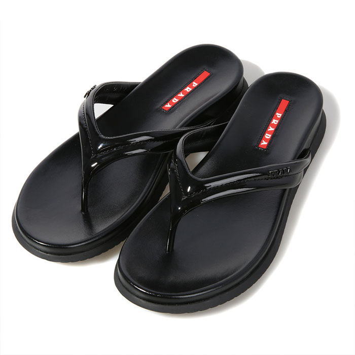 プラダ PRADA ブラック レディース オープントゥ フラット スリッパ  3Y6005 OYG F0002 NERO