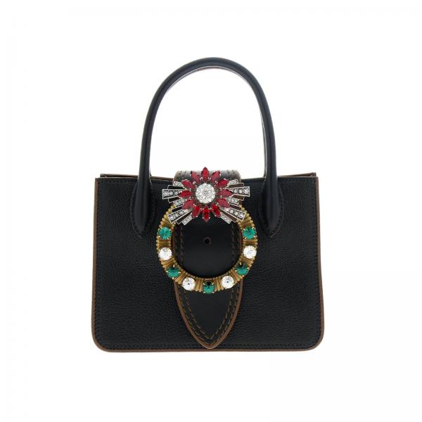 ミュウミュウ MIU MIU BAG レディースバッグ 5BA0872EJANERO  madras leather bag with smooth leather inserts