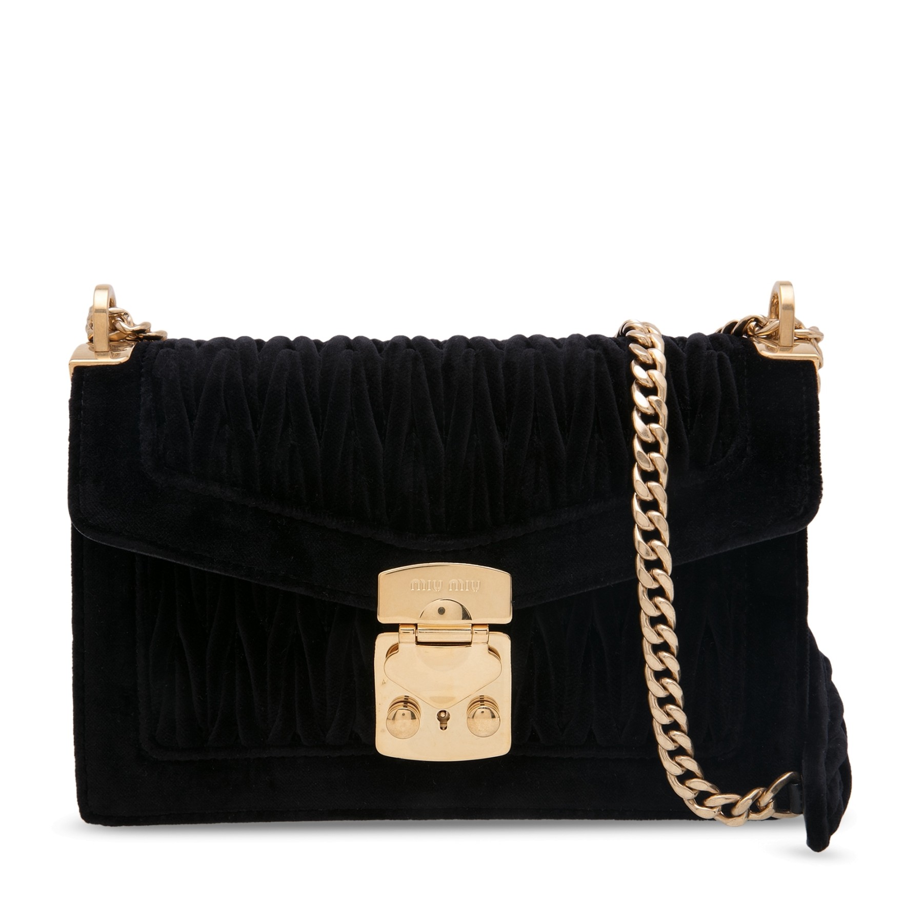 ミュウミュウ MIU MIU BAG レディースバッグ 5BD083068NERO CONFIDENTIAL VELVET SHOULDER BAG