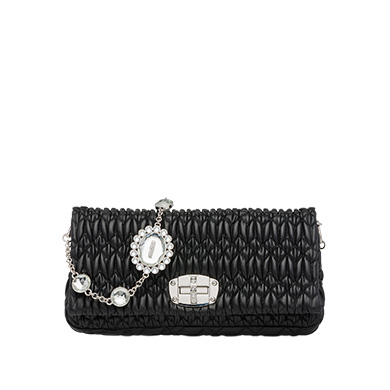 ミュウミュウ MIU MIU BAG レディースバッグ 5BD233FVJNERO  ICONIC CRYSTAL LEATHER BAG