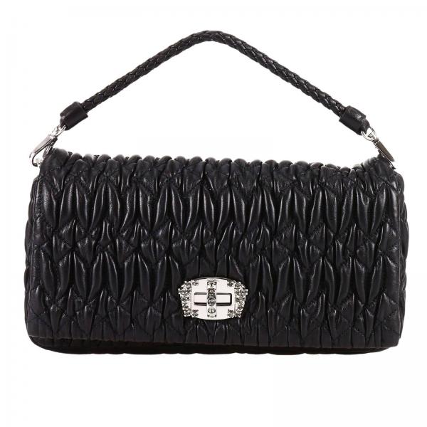 ミュウミュウ MIU MIU BAG レディースバッグ  5BD417FVJNERO CRYSTAL LEATHER BAG