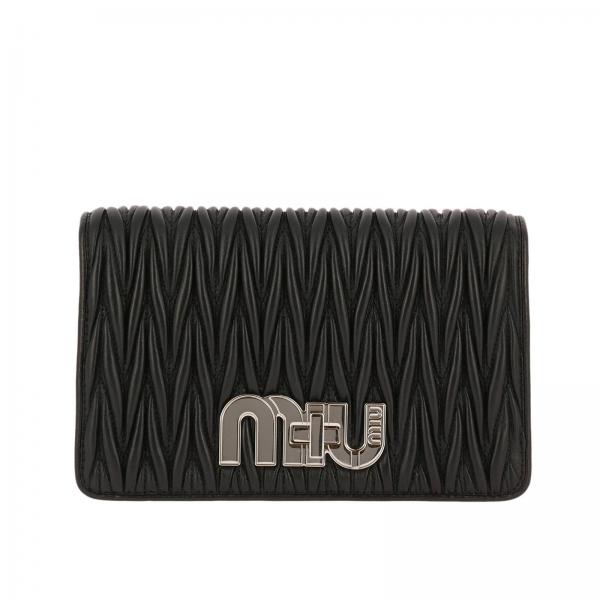 ミュウミュウ MIU MIU BAG レディース ラッセレザー製ミニ デリス クラッチ チェーン ショルダー バッグ バッグ 5BF069 N88 NERO
