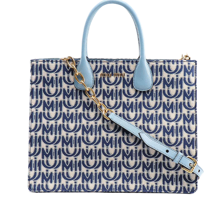 ミュウミュウ MIU MIU BAG レディースバッグ5BG1562CAGCORO Multicolour Tote Jacquard Logo In Nylon