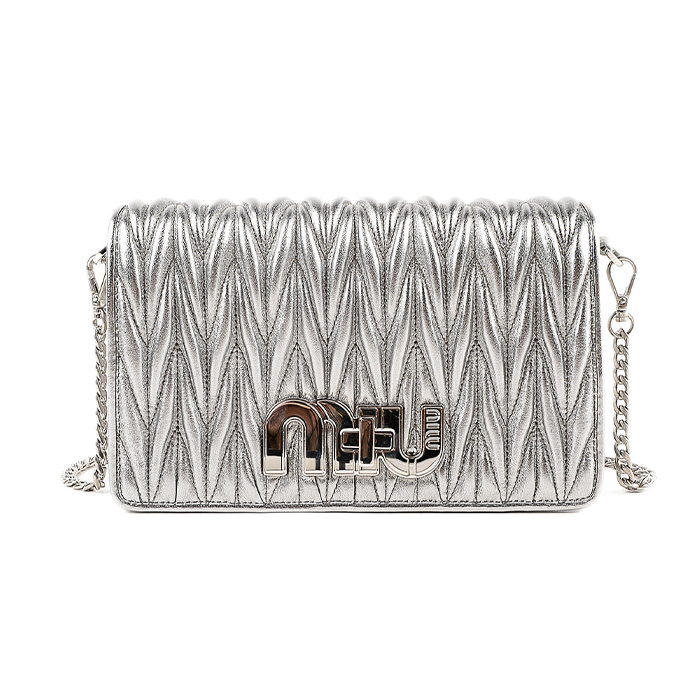 ミュウミュウ MIU MIU BAG レディースバッグ 5BF069N88ROMO  D_LICE MIU LOGO MATELASS_ LEATHER BAG