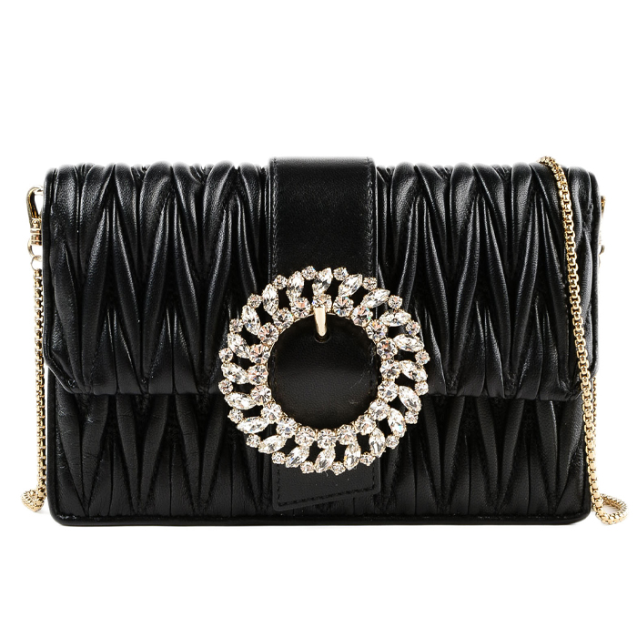 ミュウミュウ MIU MIU BAG レディース マイ ミュウ フラワー ビジュー チェーン クラッチ 2WAY ブラック バッグ 5BH095 N88 NERO