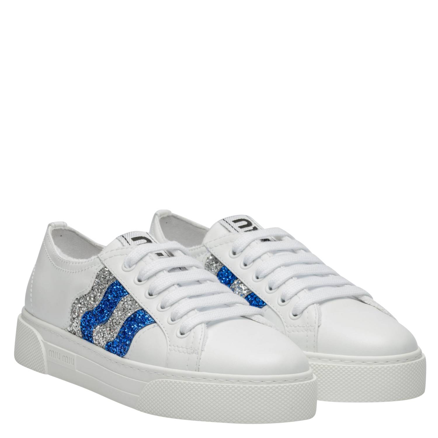 ミュウミュウ MIU MIU LADY SHOES レディースシューズ 5E335C 3KS8 BIBL GLITTER WAVES SNEAKERS