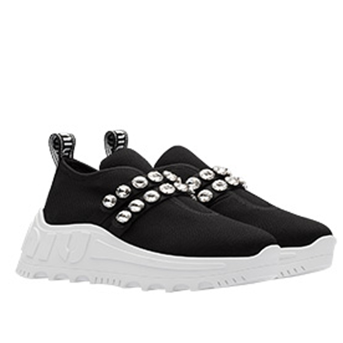 ミュウミュウ MIU MIU LADY SHOES レディースシューズ 5E759C 3K63 NERO KNIT FABRIC SNEAKERS