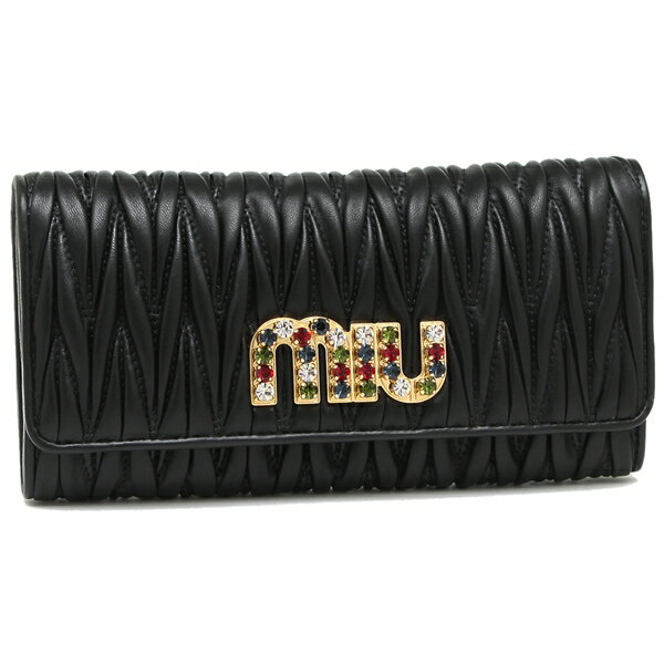 ミュウミュウ MIU MIU SLG レディースウオレット5MH1092BSQNER1 LOGO MATELASS_ WALLET