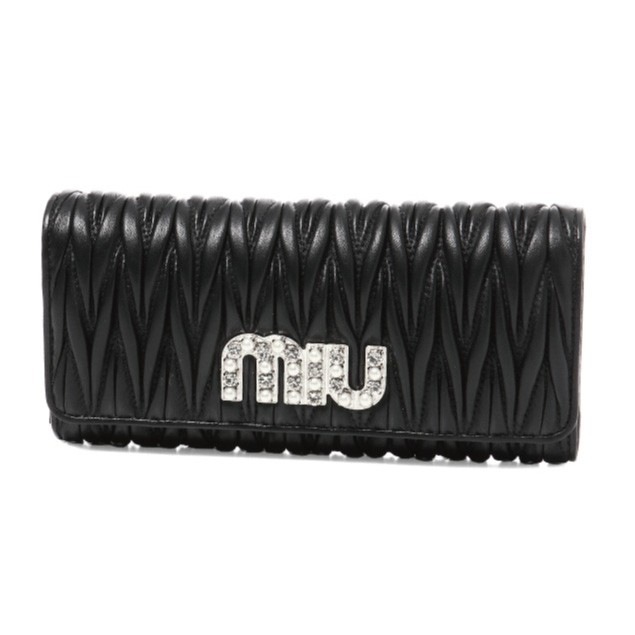 ミュウミュウ MIU MIU WALLET レディースウォレット 5MH1092BSQNERO  LOGO MATELASS_ WALLET