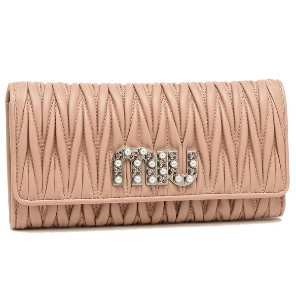 ミュウミュウ MIU MIU WALLET レディースウォレット 5MH1092BSQORRO MATELASSE LOGO CRYSTAL RAINBOW WALLET ORCHIDEA ROSE