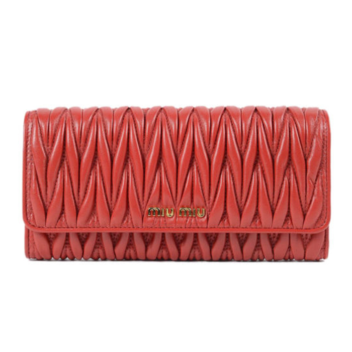 ミュウミュウ MIU MIU SLG レディースウオレット 5MH109N88FUOC Wallet Matelasse` Red Leather