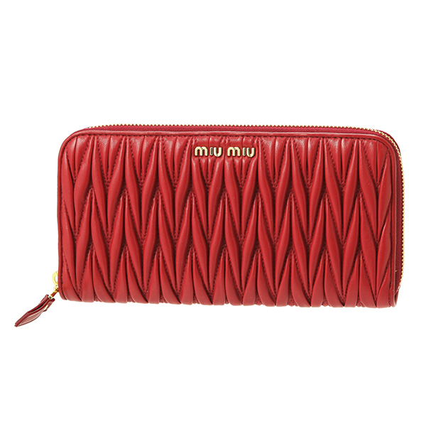 ミュウミュウ MIU MIU SLG レディースウオレット5ML506N88FUOC MATELASSE leather wallet Lady's FUOCO red