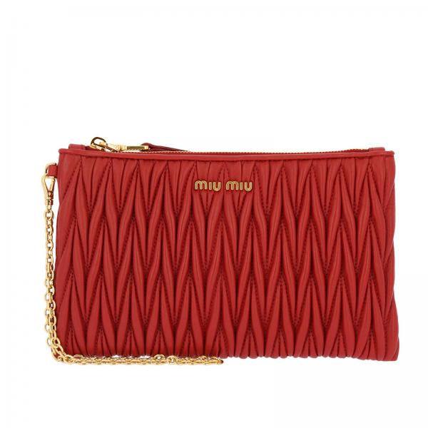 ミュウミュウ MIU MIU WALLET レディースウォレット 5NH81CN88FUOC MATELASS_ LEATHER POUCH