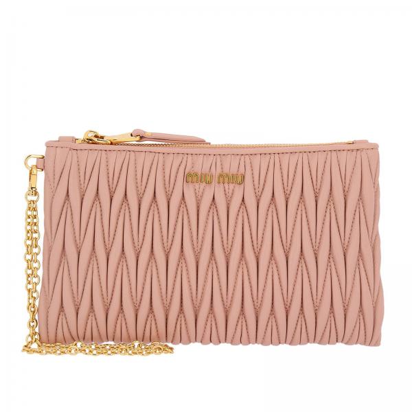 ミュウミュウ MIU MIU WALLET レディースウォレット 5NH81CN88ORCH  MATELASS_ LEATHER POUCH