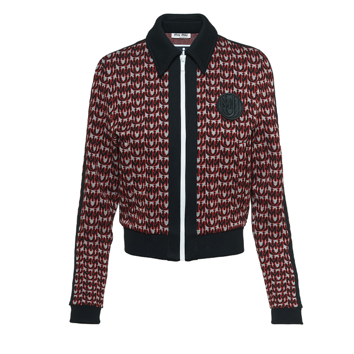 ミュウミュウ MIU MIU LADY SPORT JACKET レディーススポーツジャケット MJL6571UE5NERO MONOGRAM JERSEY SWEATSHIRT