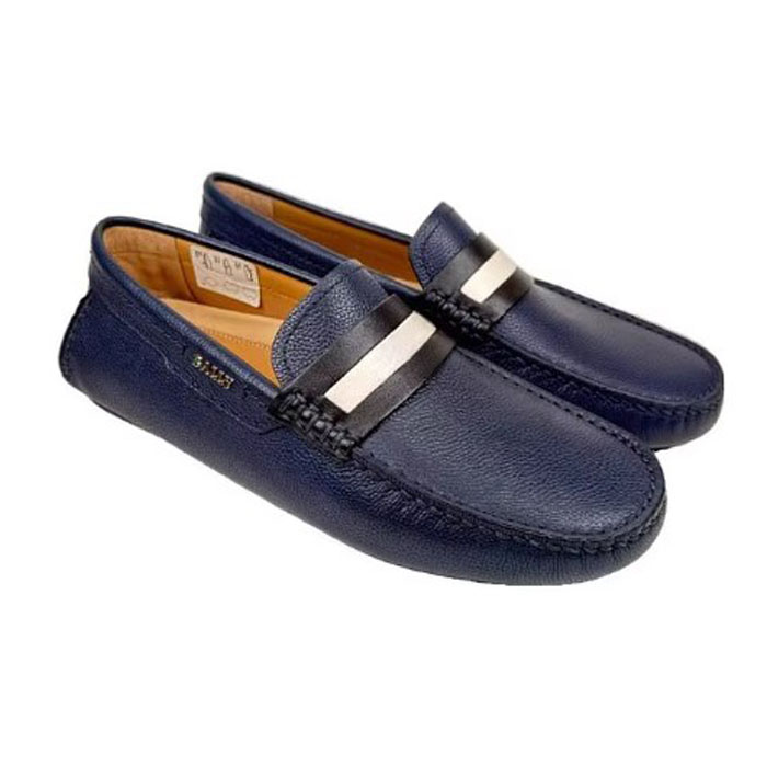 バリーBALLY メンズストライプ モカシン ローファー 6193347 DRACON206 DARK-NAVY