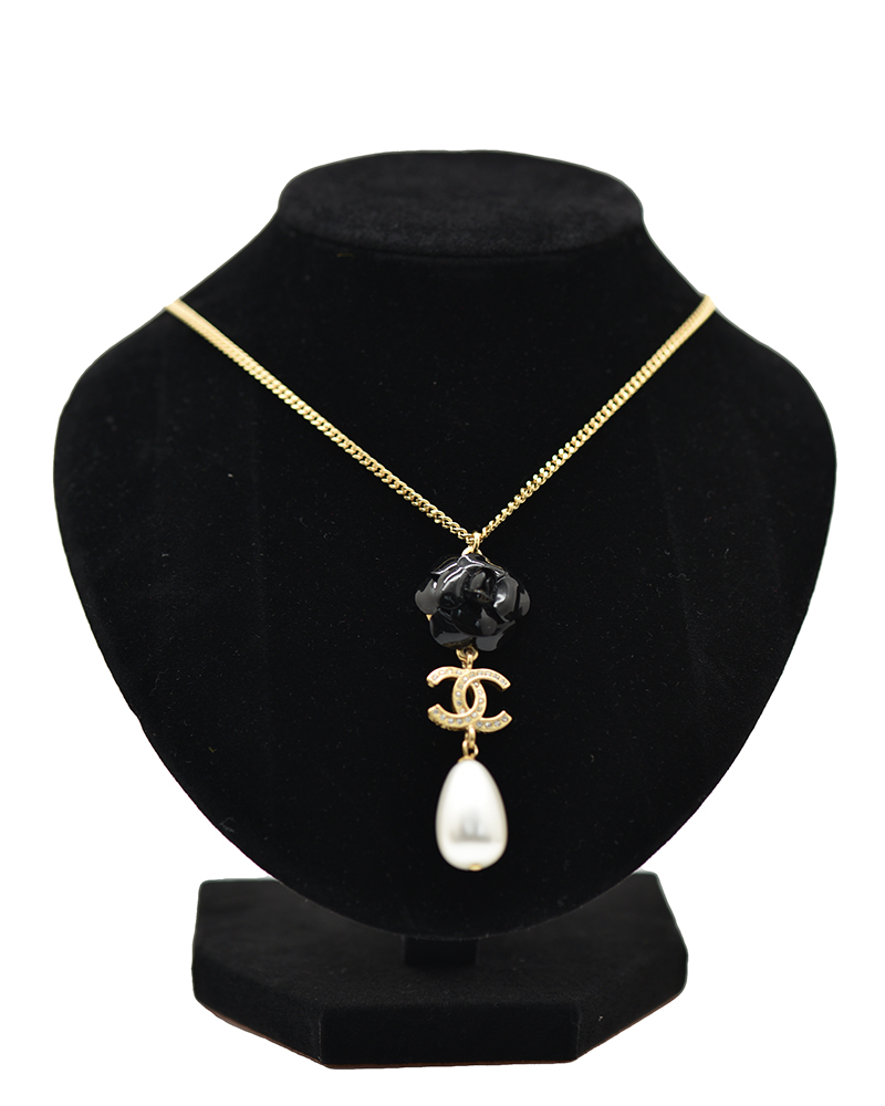 シャネル CHANEL レディースネックレス  CCマーク カメリア ドロップ ゴールド&クリスタル AB4459 B03685 N8135