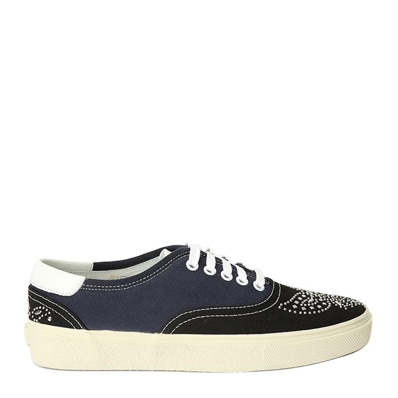 サンローラン SAINT LAURENT メンズキャンバス シューズ 377374 GII10 1041 ブルー フラット