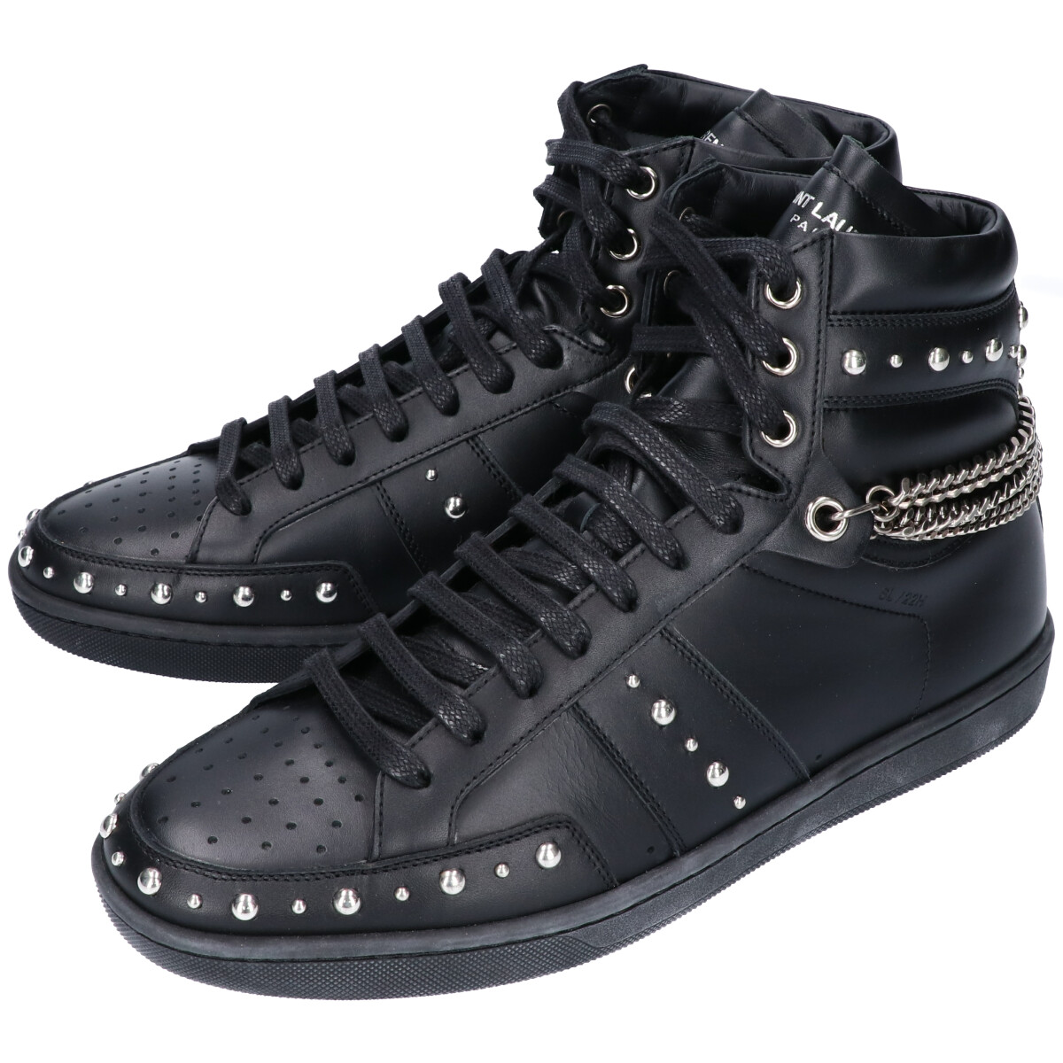 サンローラン SAINT LAURENT メンズスタッズ/チェーン ブラック ハイカットスニーカー 397125 AQI00 1000