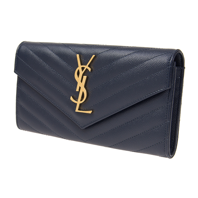サンローラン SAINT LAURENT レディース モノグラム レザー 長財布 372264 BOW01 4128 ネイビー