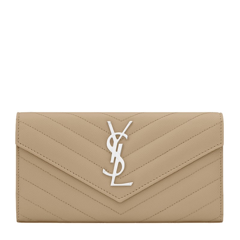 サンローラン SAINT LAURENT レディース カーキ レディース モノグラム レザー 長財布 372264 BOW02 2721