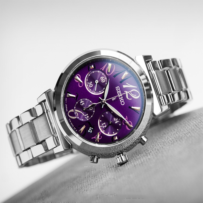 セイコー SEIKO メンズ腕時計 LUKIA W Chronograph SSB Quartz Purple SRW863P1