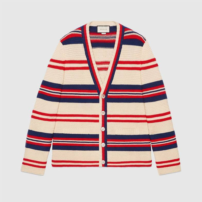 グッチ  GUCCI MEN CARDIGANメン カーディガン 572617 XKAO6 9516 Stripes Cotton Cardigans 19FW
